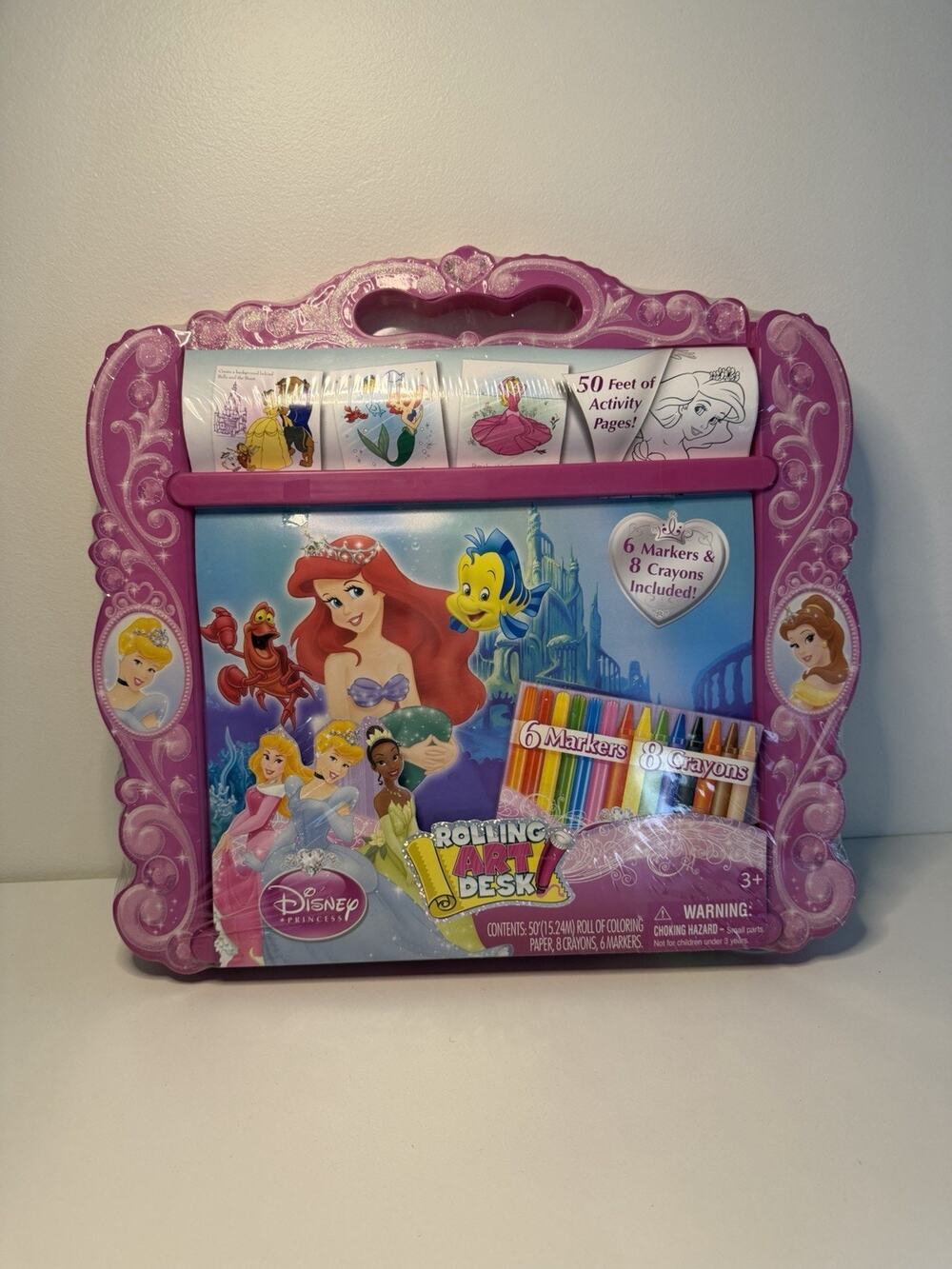 Disney Princess Rolling Art Desk 50’ Coloring Book Crayon Marker Art SEALED